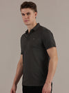 Grey Embossed Collar Polo Tshirt