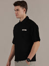 Black Self Textured Polo Tshirt