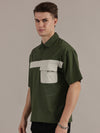 Green Drop Shoulder Polo Tshirt