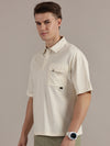 White Fine Textured Polo Tshirt