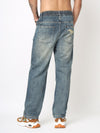 Blue Distressed Straight Fit Jeans
