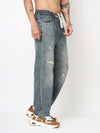 Blue Distressed Straight Fit Jeans