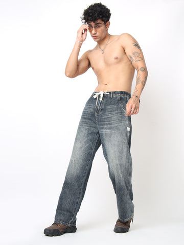 Blue Washed Baggy Fit Jeans