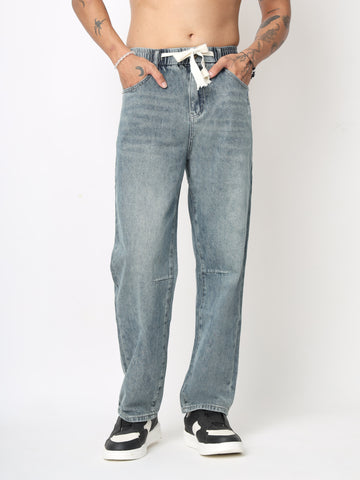 Blue Washed Straight Fit Jeans