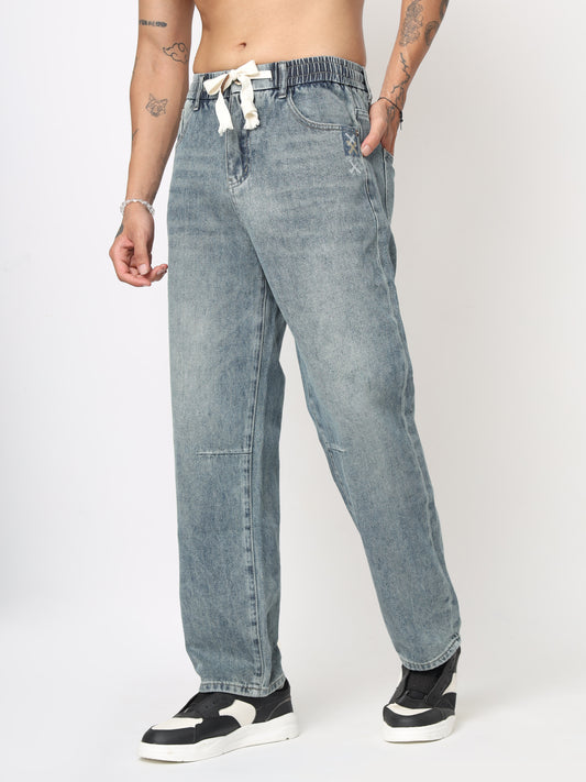 Blue Washed Straight Fit Jeans
