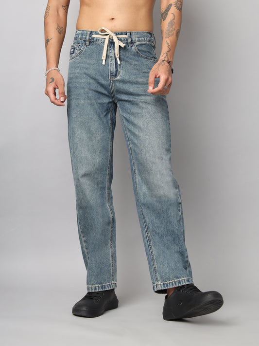 Blue Washed Straight Fit Jeans