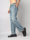 Blue Washed Straight Fit Jeans