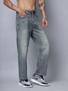 Blue Distressed Straight Fit Jeans