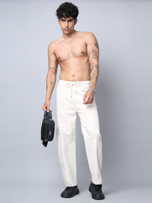 Beige Straight Fit Jeans