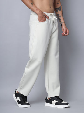 Beige Baggy Fit Trousers
