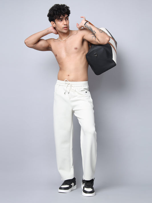 Beige Baggy Fit Trousers