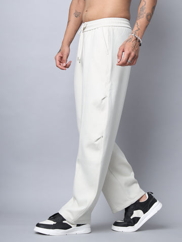 Beige Baggy Fit Trousers