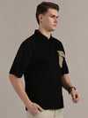 Black Textured Polo Tshirt