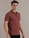 Dark Pink Textured Polo Tshirt