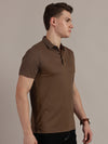 Brown Embossed Collar Polo Tshirt