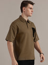 Brown Textured Polo Tshirt