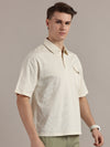 White Fine Textured Polo Tshirt