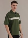 Green Drop Shoulder Polo Tshirt