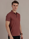 Dusty Pink Embossed Collar Polo Tshirt