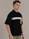 Black Drop Shoulder Polo Tshirt