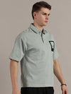 Mint Green Drop Shoulder Polo Tshirt