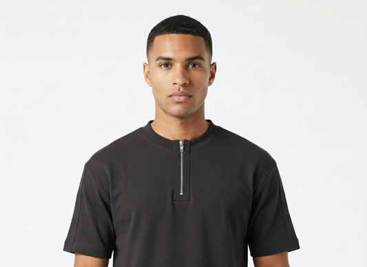 Black Zipper Oversized Tshirt