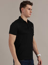 Black Embossed Collar Polo Tshirt