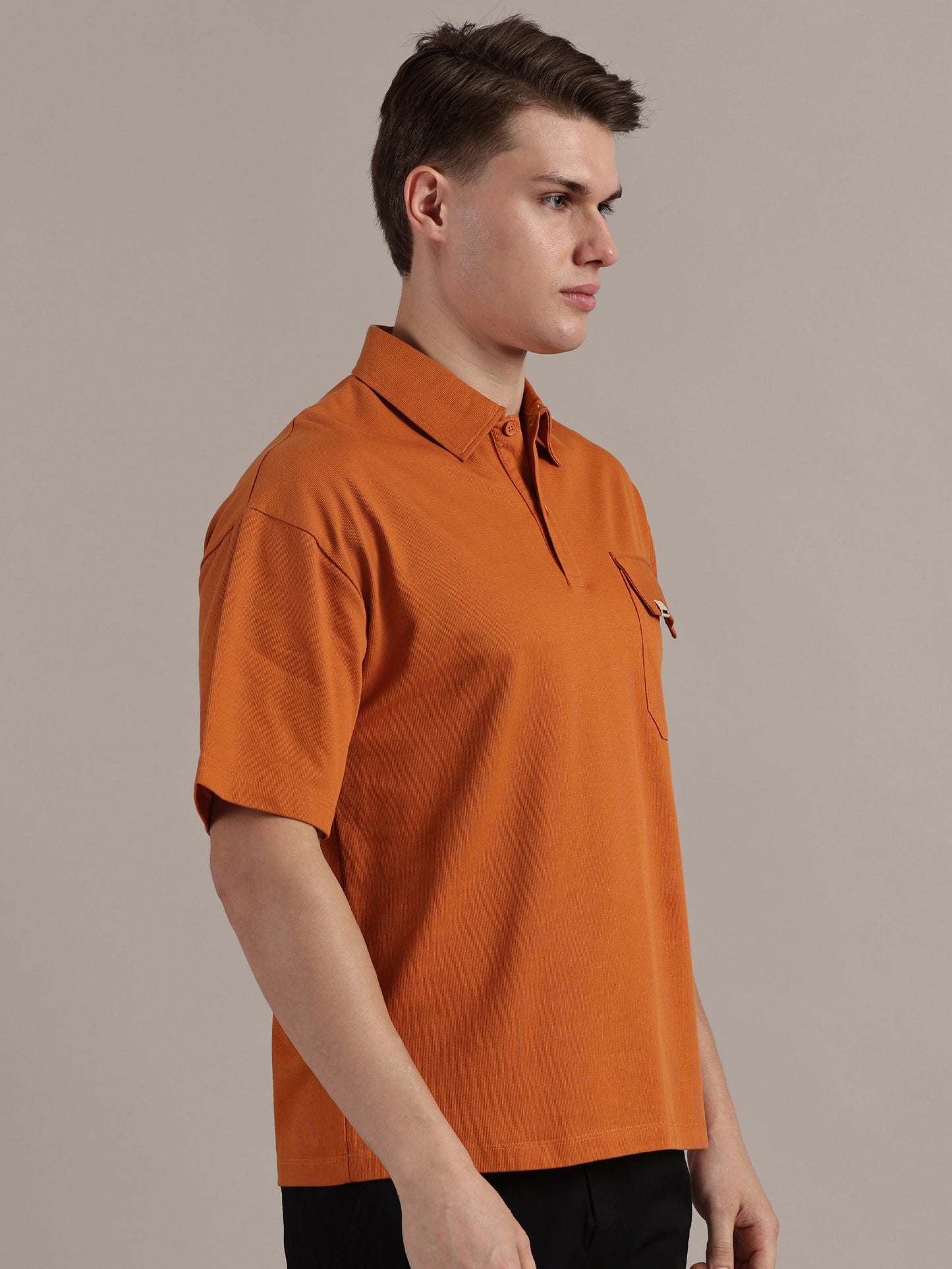 Orange Fine Textured Polo Tshirt