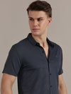 Blue Fine Textured Seamless Shirt