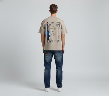 Dark Beige Portrait Oversized Tshirt