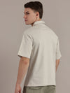 Beige Drop Shoulder Polo Tshirt