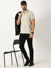 Ribbed Polo T-Shirt Cement Grey