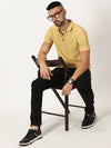Ribbed Polo T-Shirt Burnt Yellow
