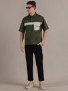 Green Drop Shoulder Polo Tshirt