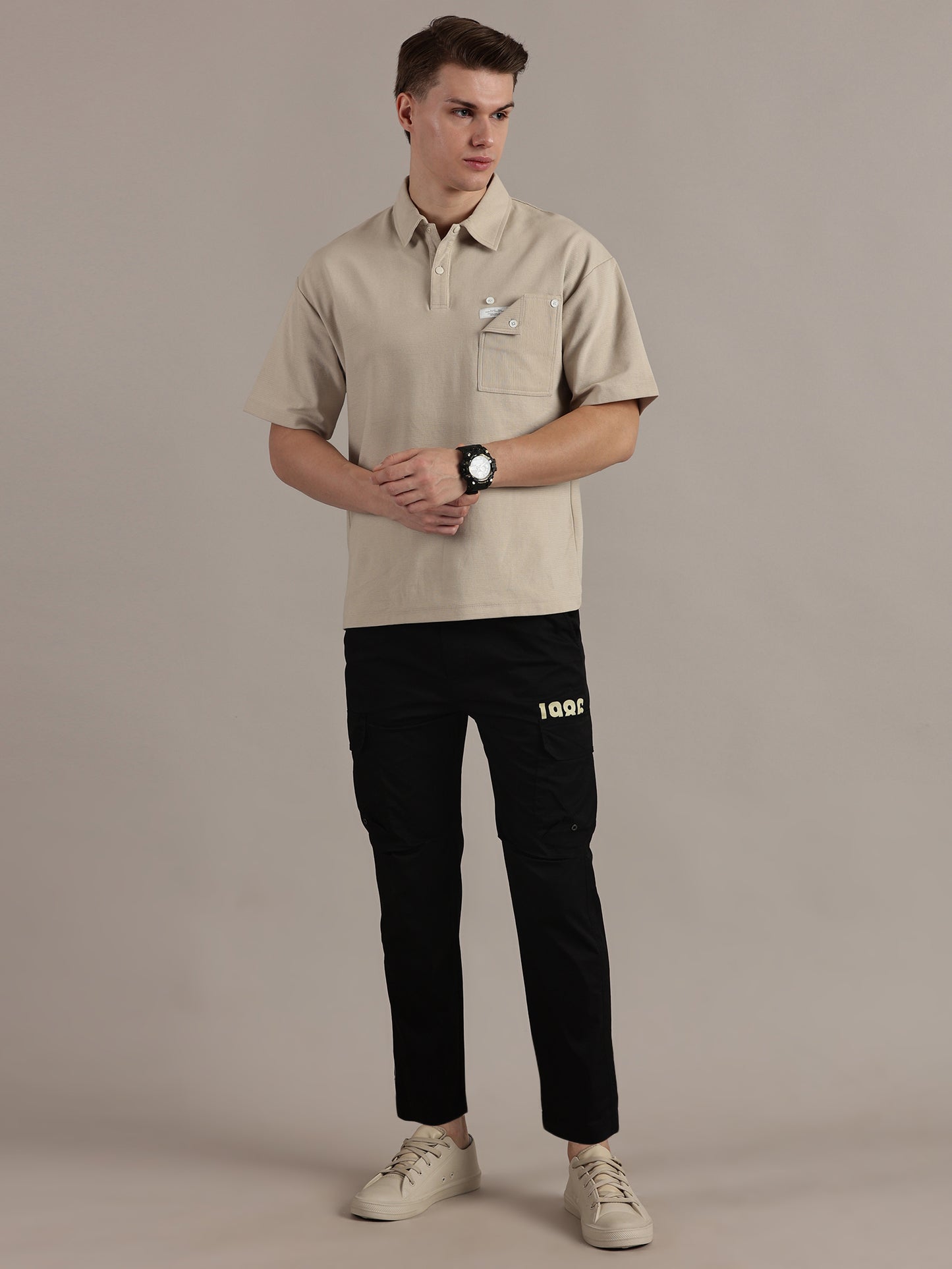 Relaxed Fit Black Cargo