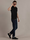 Black Embossed Collar Polo Tshirt