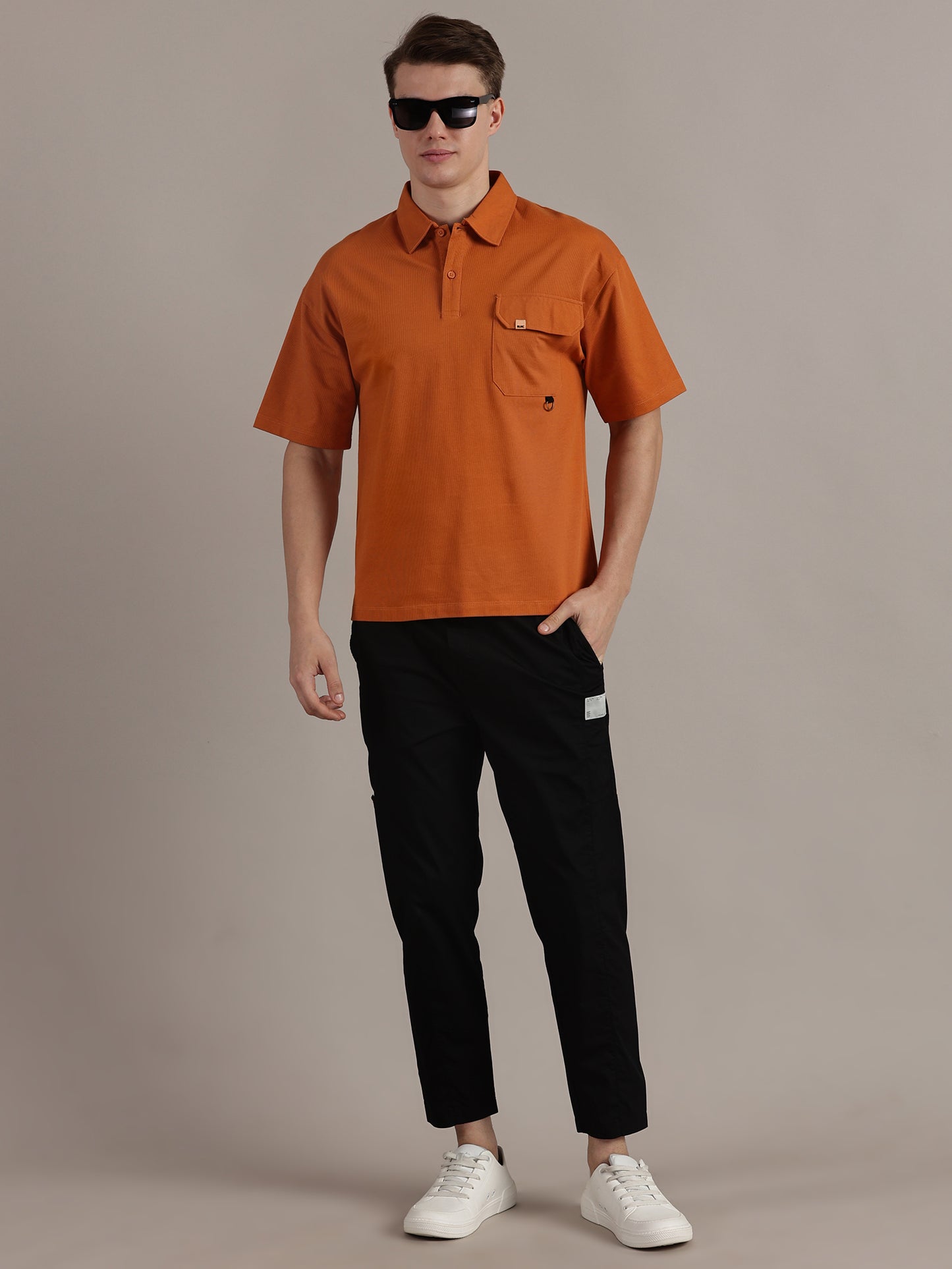 Orange Fine Textured Polo Tshirt