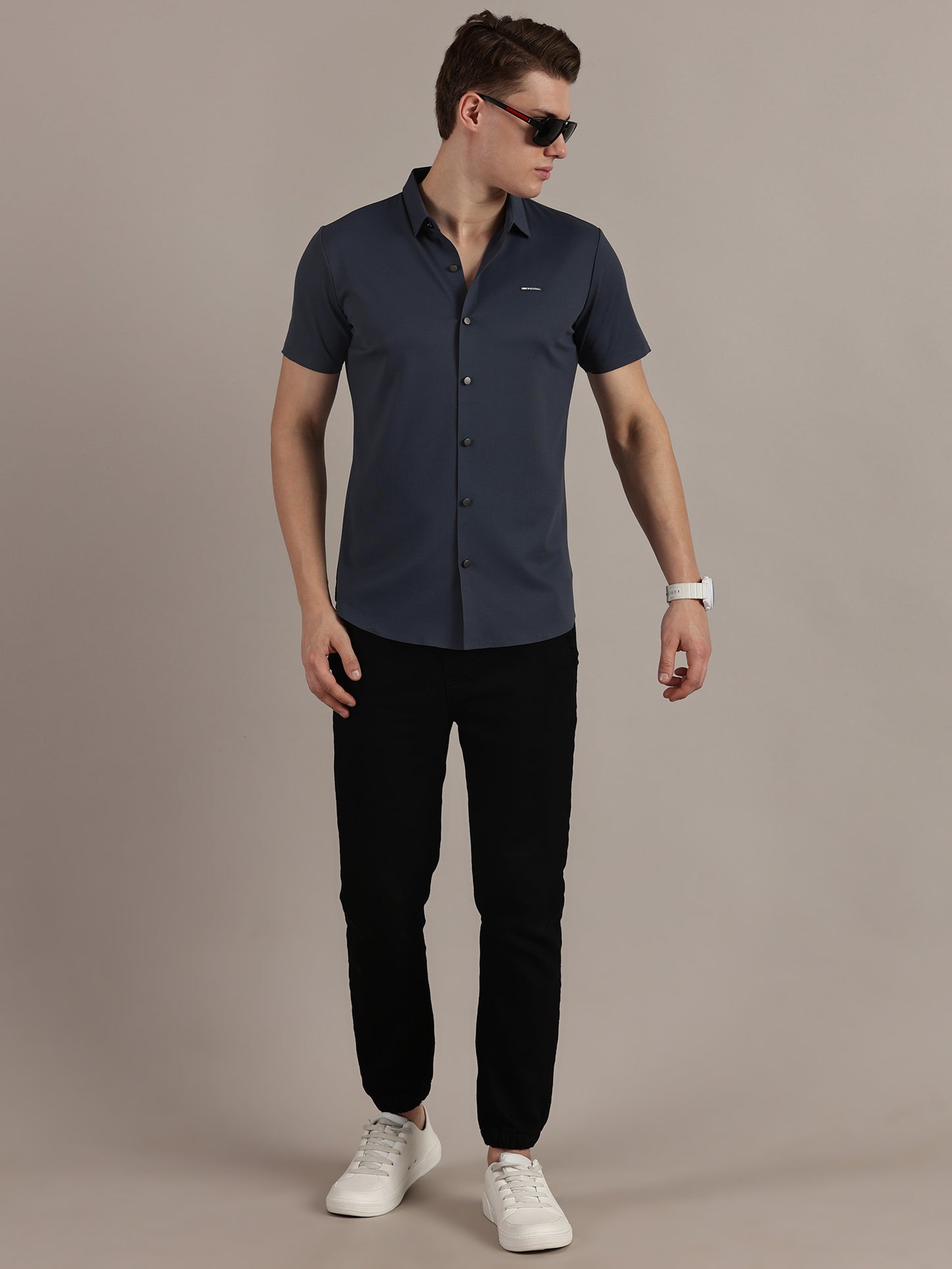 Blue Fine Textured Seamless Shirt