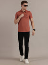Pink Textured Polo Tshirt