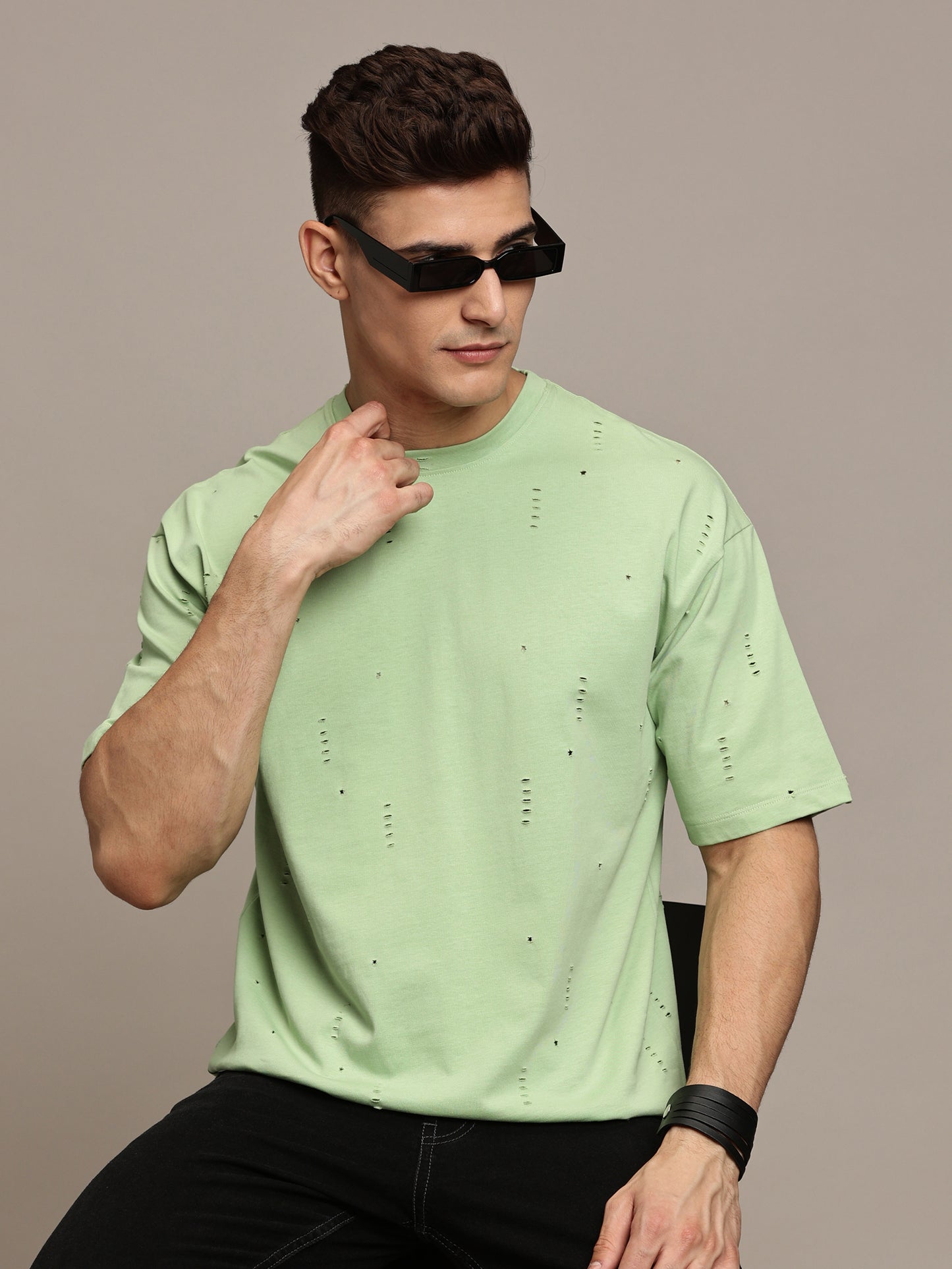 Oversized Distressed Crew Neck T-Shirt