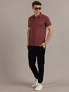 Dark Pink Textured Polo Tshirt