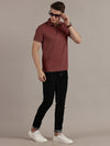 Dusty Pink Embossed Collar Polo Tshirt