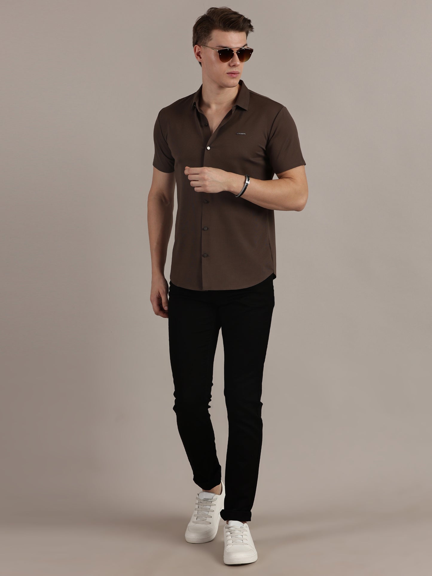 Brown Fine Textured Seamless Shirt