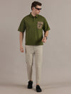 Green Textured Polo Tshirt