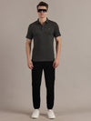 Grey Embossed Collar Polo Tshirt