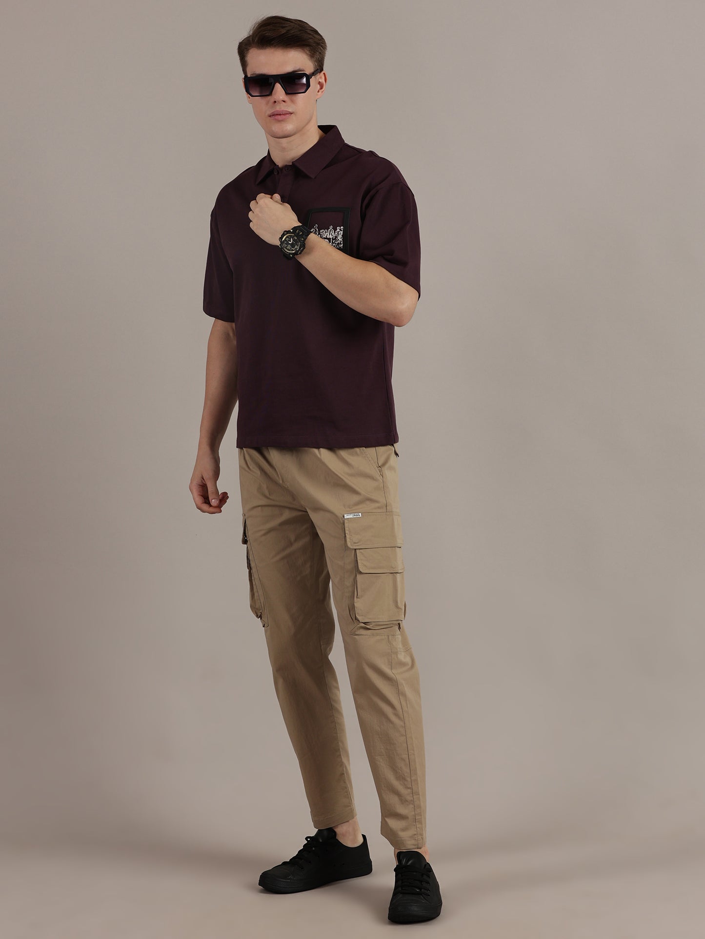 Wine Drop Shoulder Polo Tshirt