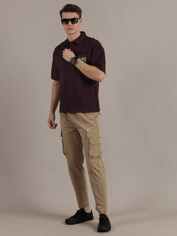Wine Drop Shoulder Polo Tshirt