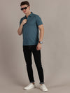 Teal Embossed Collar Polo Tshirt