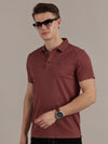 Dusty Pink Embossed Collar Polo Tshirt