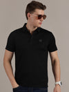 Black Embossed Collar Polo Tshirt